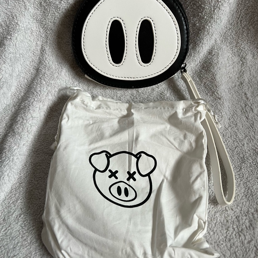 Black and White Piglet Coin Purse